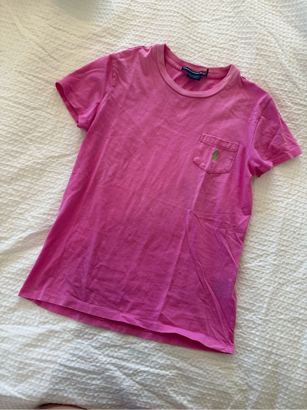 Ralph Lauren Pink Pocket Tee with Green logo